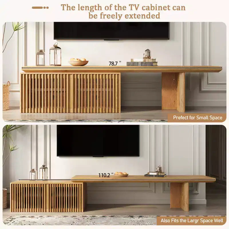 78.7-110Extendable TV Media Console for Up to 55+ Inch,Modern TV Stand,Entertainment Center with Storage