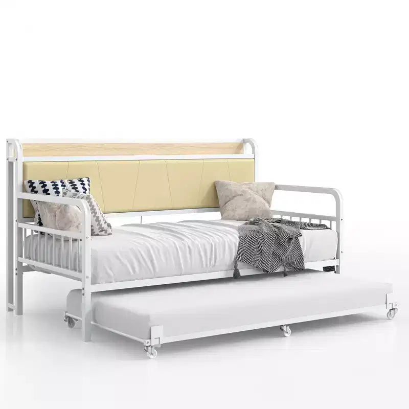 Daybed with Trundle Bed, Bed Frame with Storage Headboard and Charging Station, Sofa Day Bed with Strong Support for Living Room or Bedroom