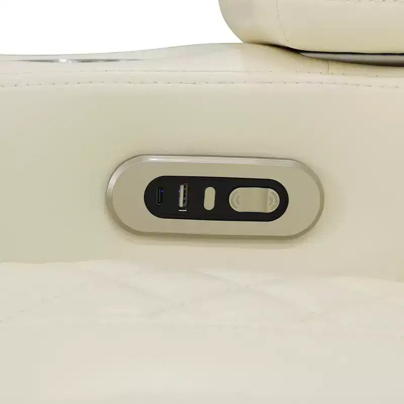 Power Reclining Loveseat Sofa, Electric 2-Seat Leather Recliner with USB Charging, Storage & Cup Holders for Living Room, White