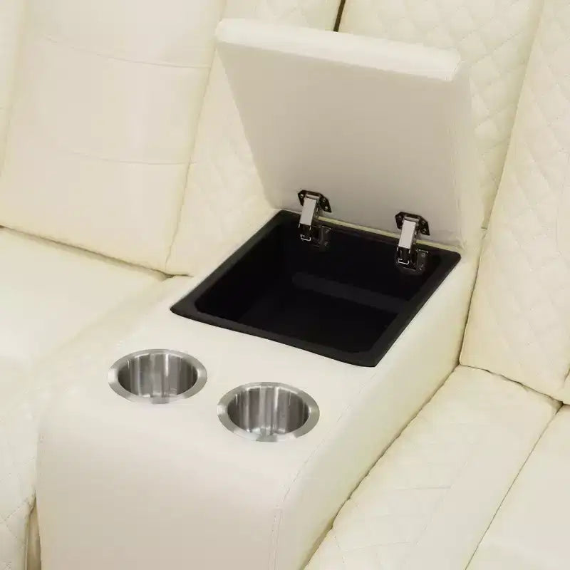 Power Reclining Loveseat Sofa, Electric 2-Seat Leather Recliner with USB Charging, Storage & Cup Holders for Living Room, White