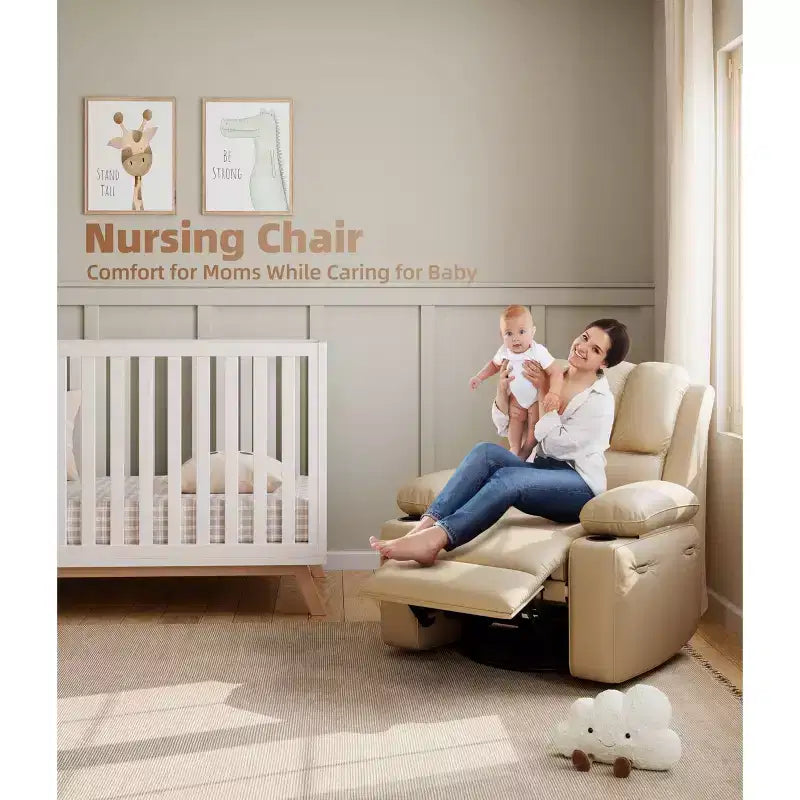 Oversized Electric Recliner 360 Swivel Massage Chair with Heat & Cup Holder for Living Room/Bedroom/Nursery