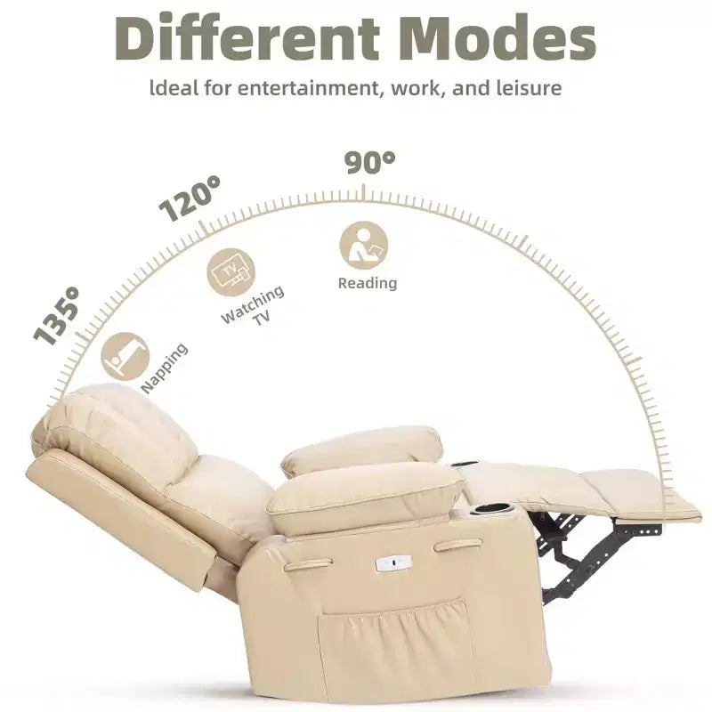 Oversized Electric Recliner 360 Swivel Massage Chair with Heat & Cup Holder for Living Room/Bedroom/Nursery