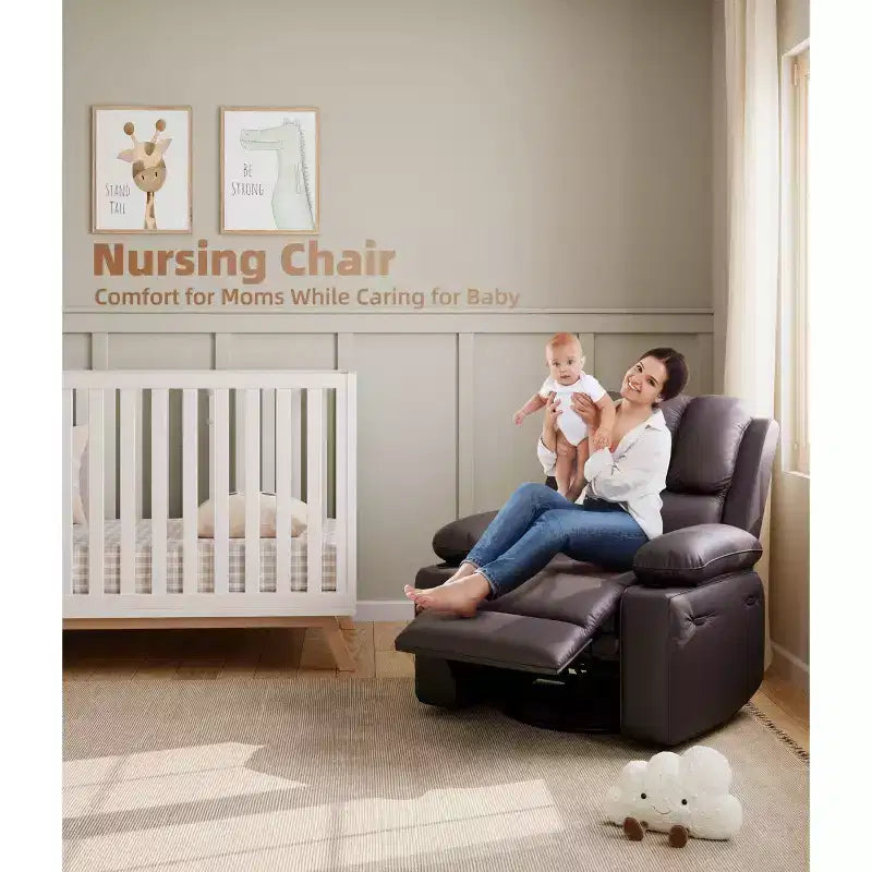 Oversized Electric Recliner 360 Swivel Massage Chair with Heat & Cup Holder for Living Room/Bedroom/Nursery