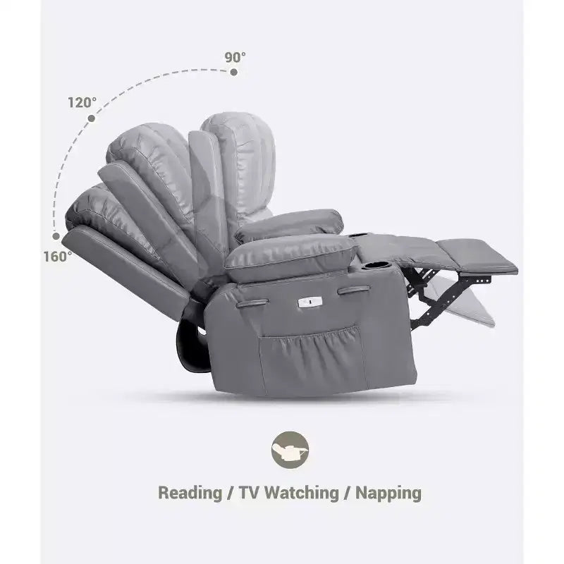 Oversized Electric Recliner 360 Swivel Massage Chair with Heat & Cup Holder for Living Room/Bedroom/Nursery