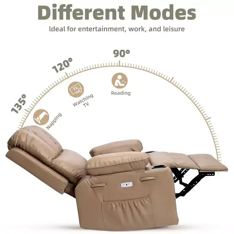 Oversized Electric Recliner 360 Swivel Massage Chair with Heat & Cup Holder for Living Room/Bedroom/Nursery