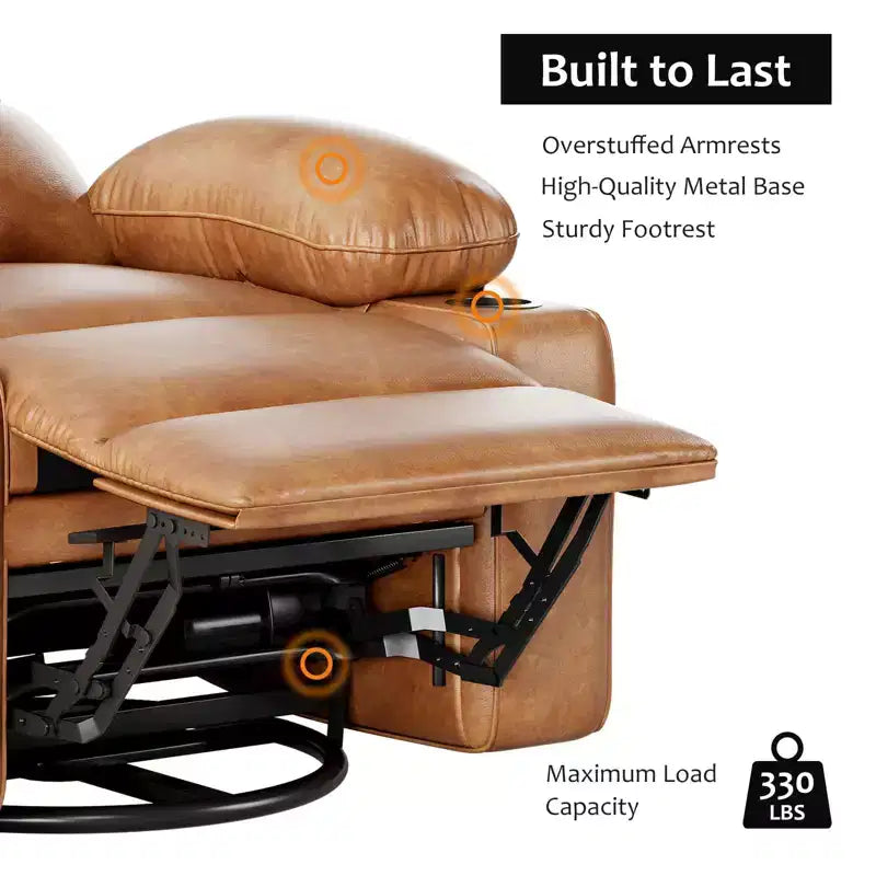 Oversized Electric Recliner 360 Swivel Massage Chair with Heat & Cup Holder for Living Room/Bedroom/Nursery