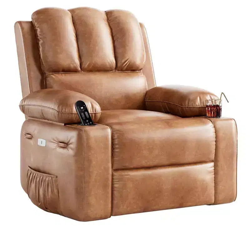 Oversized Electric Recliner 360 Swivel Massage Chair with Heat & Cup Holder for Living Room/Bedroom/Nursery