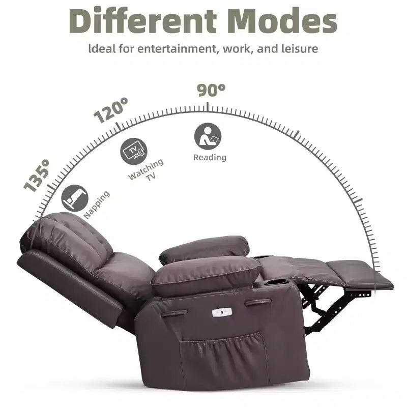 Oversized Electric Recliner 360 Swivel Massage Chair with Heat & Cup Holder for Living Room/Bedroom/Nursery