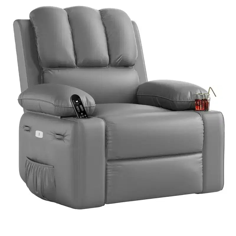 Oversized Electric Recliner 360 Swivel Massage Chair with Heat & Cup Holder for Living Room/Bedroom/Nursery