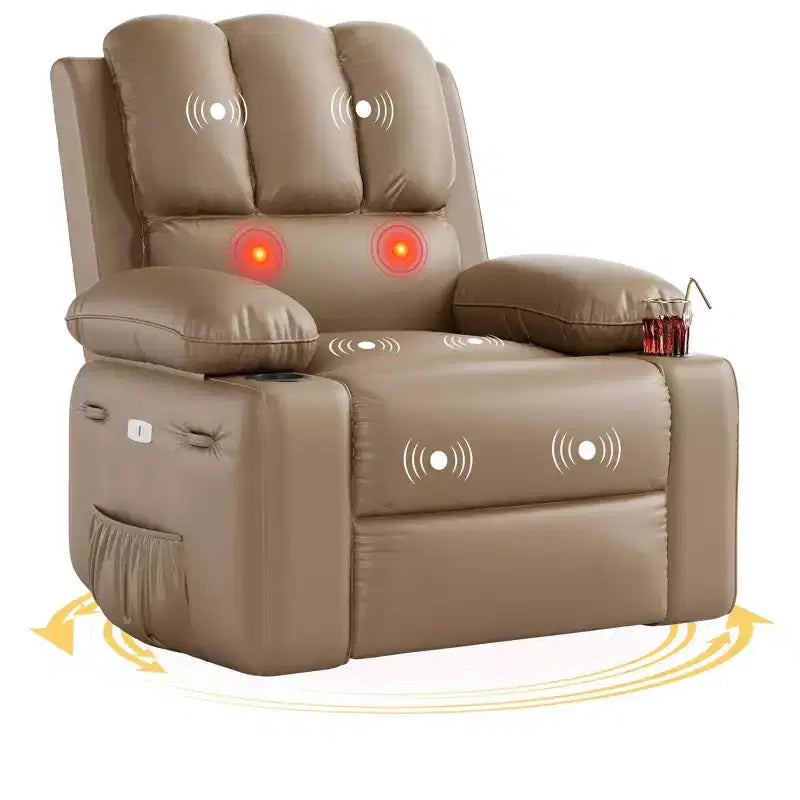 Oversized Electric Recliner 360 Swivel Massage Chair with Heat & Cup Holder for Living Room/Bedroom/Nursery