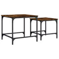 vidaXL Smoked Oak Engineered Wood Nesting Coffee Tables Set of 2 - Industrial Style, Space-Saving Design for Living Room, Bedroom or Office