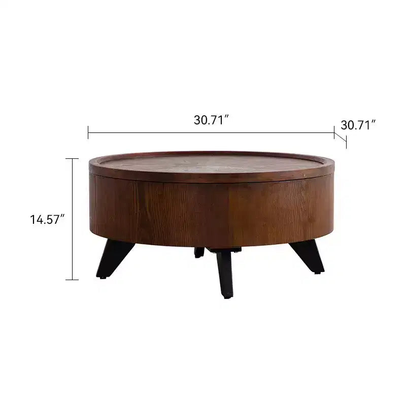 Modern Round Hidden Storage Coffee Table with Removable Top
