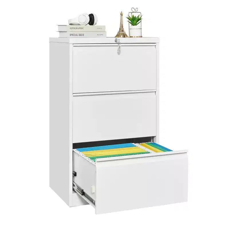 3 Drawer File Cabinet with Lock, Metal Vertical Filing Storage Cabinet, Under Desk Filing Cabinet for Home, Fit Letter/A4/Legal Size File