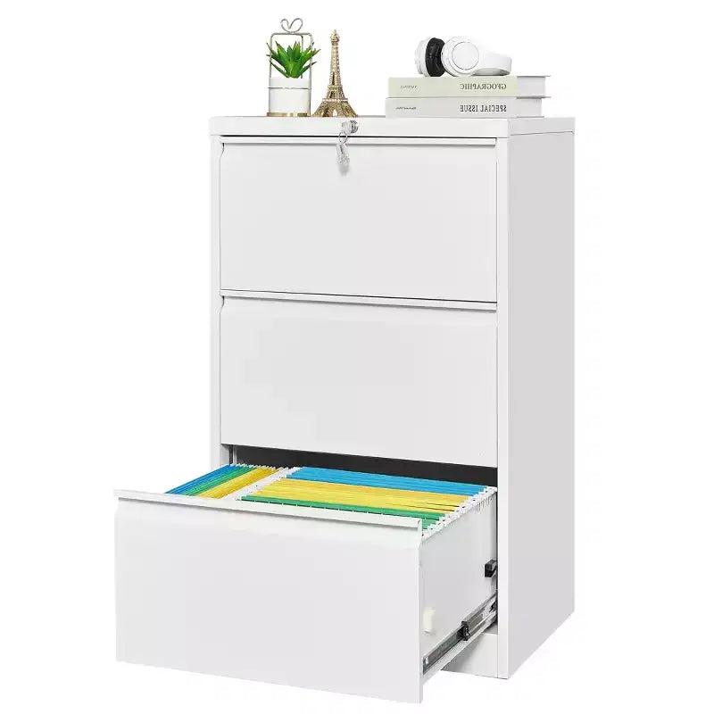 3 Drawer File Cabinet with Lock, Metal Vertical Filing Storage Cabinet, Under Desk Filing Cabinet for Home, Fit Letter/A4/Legal Size File