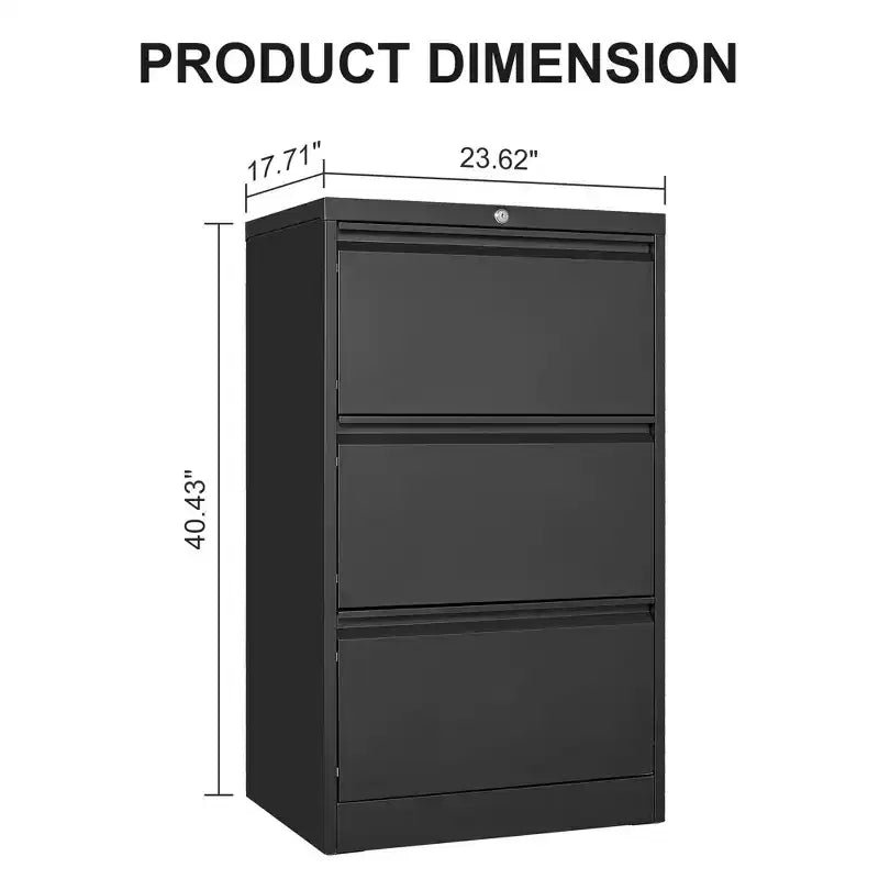 3 Drawer File Cabinet with Lock, Metal Vertical Filing Storage Cabinet, Under Desk Filing Cabinet for Home, Fit Letter/A4/Legal Size File