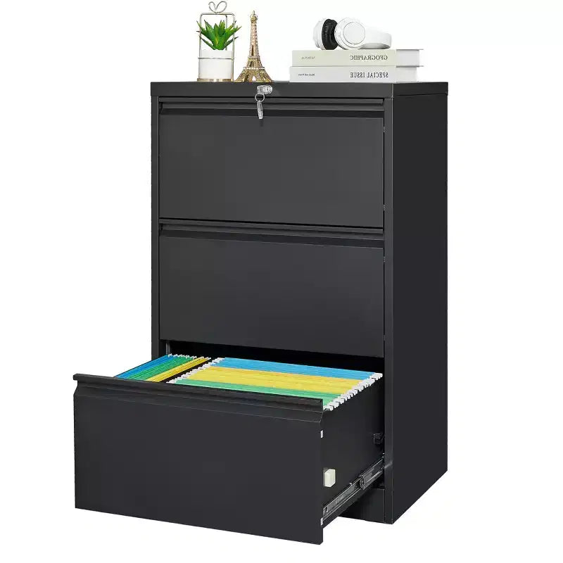 3 Drawer File Cabinet with Lock, Metal Vertical Filing Storage Cabinet, Under Desk Filing Cabinet for Home, Fit Letter/A4/Legal Size File