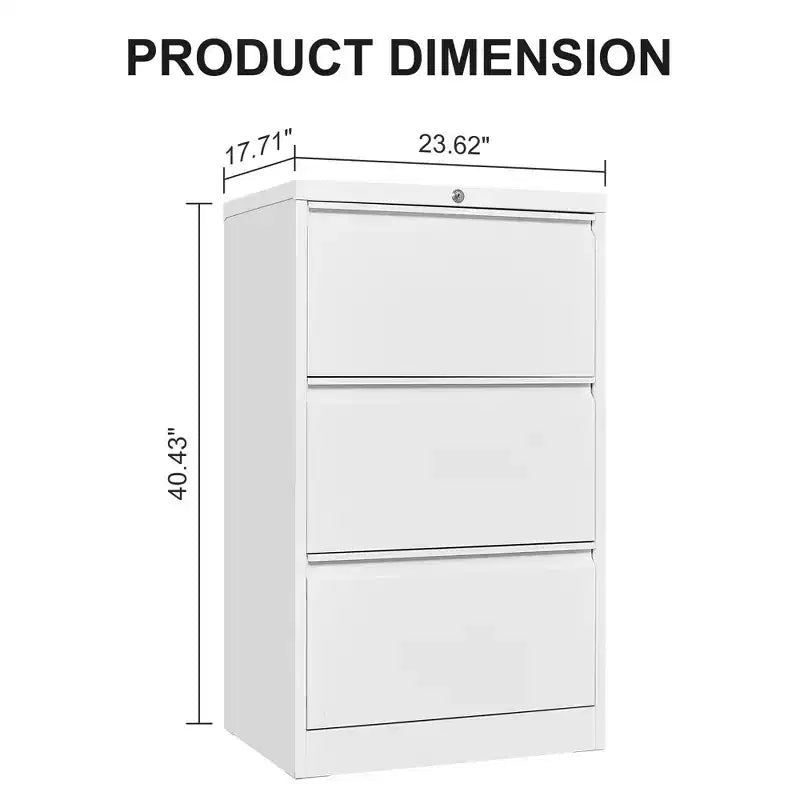 3 Drawer File Cabinet with Lock, Metal Vertical Filing Storage Cabinet, Under Desk Filing Cabinet for Home, Fit Letter/A4/Legal Size File