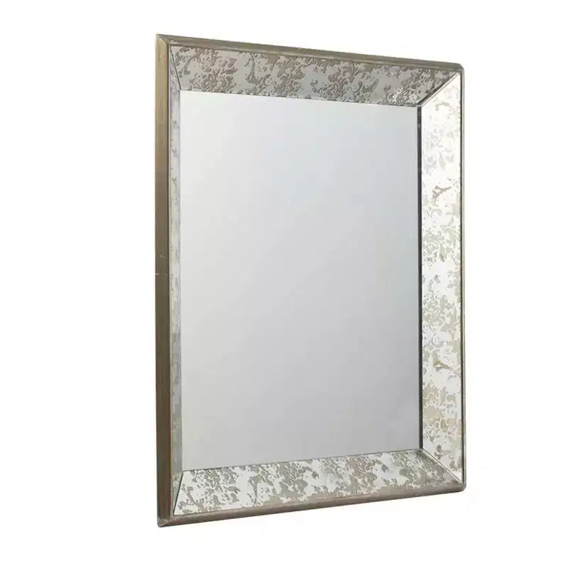 24 x 24 Antique Square Mirror with Floral Accents, Hanging Mirror, Traditional Home Decor, Silver