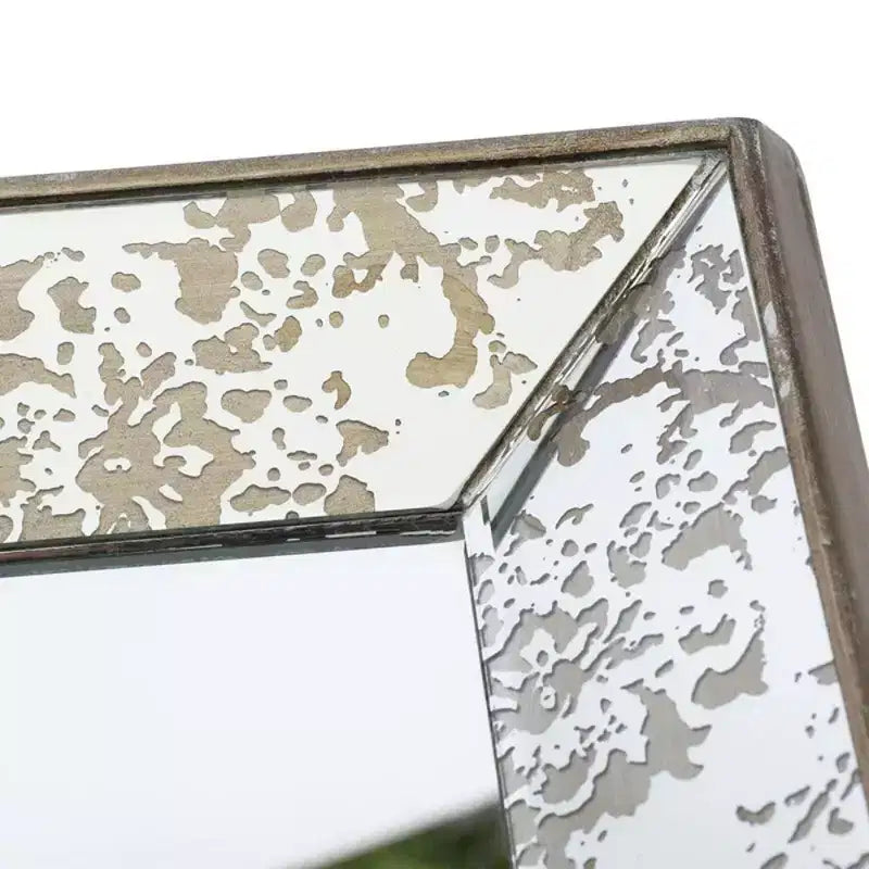 24 x 24 Antique Square Mirror with Floral Accents, Hanging Mirror, Traditional Home Decor, Silver