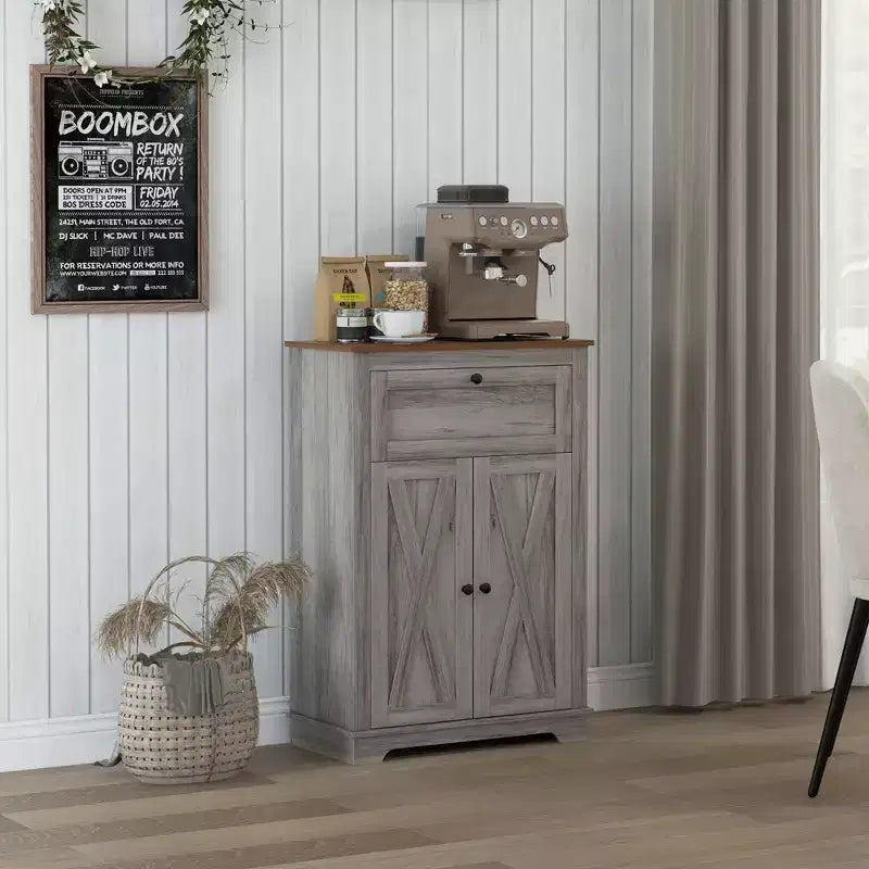 Farmhouse Sideboard Storage Cabinet with Doors and Drawer for Kitchen, Living room, 23.5x11.75x34.5