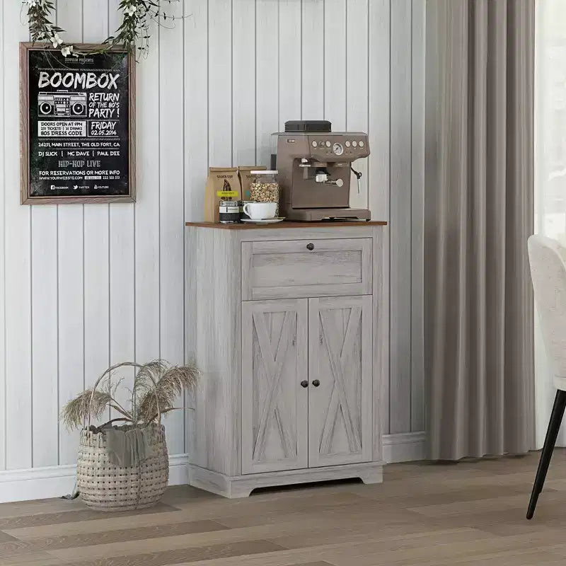 Farmhouse Sideboard Storage Cabinet with Doors and Drawer for Kitchen, Living room, 23.5x11.75x34.5