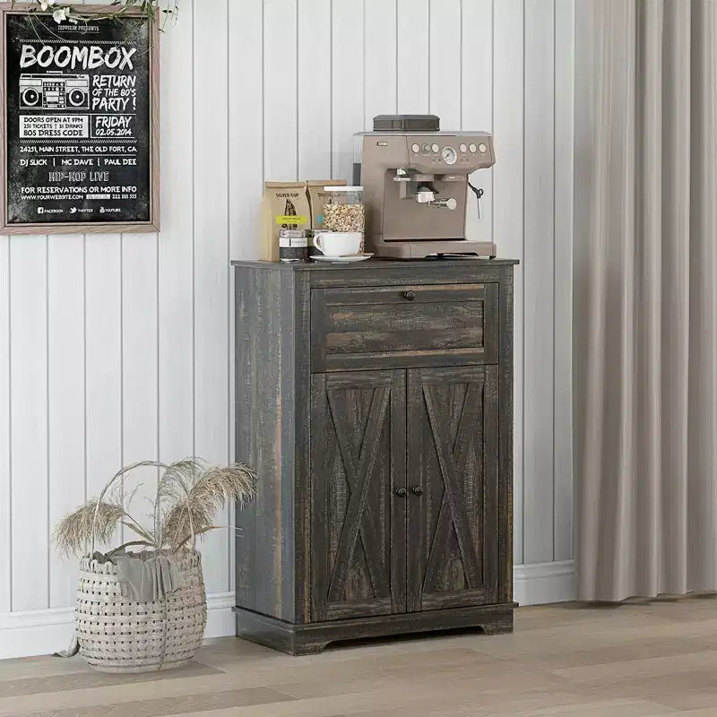 Farmhouse Sideboard Storage Cabinet with Doors and Drawer for Kitchen, Living room, 23.5x11.75x34.5