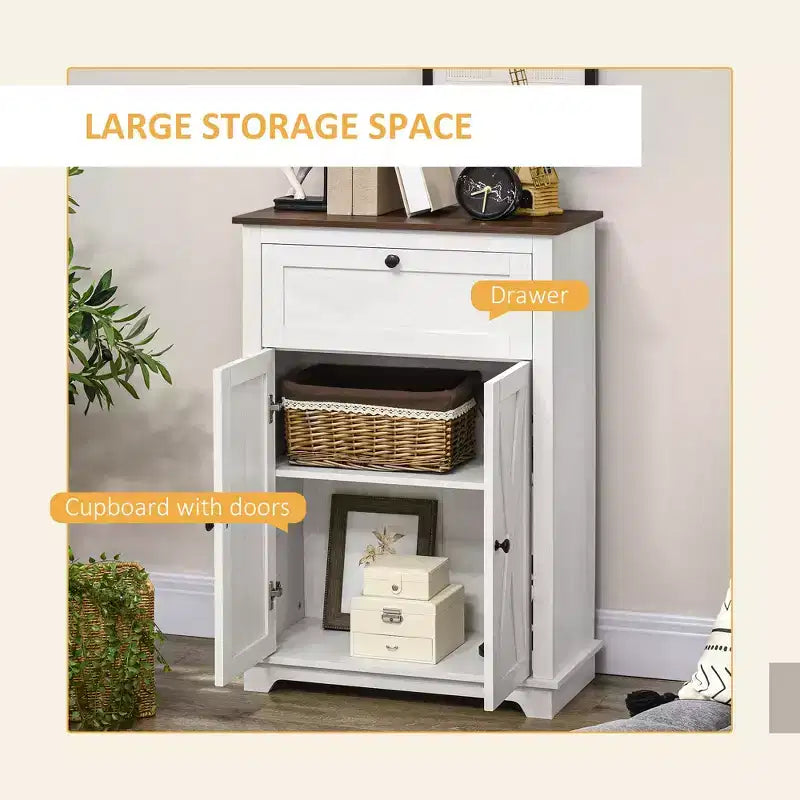 Farmhouse Sideboard Storage Cabinet with Doors and Drawer for Kitchen, Living room, 23.5x11.75x34.5