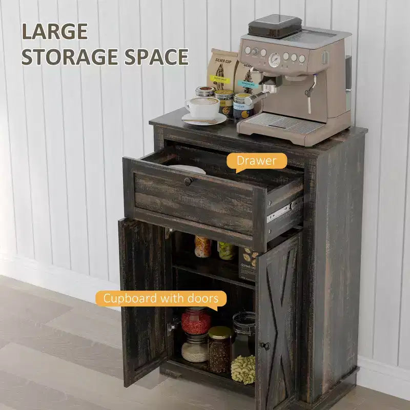 Farmhouse Sideboard Storage Cabinet with Doors and Drawer for Kitchen, Living room, 23.5x11.75x34.5