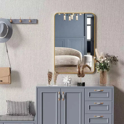 24 x 36 Inch Gold Metal Framed Rectangular Wall Mirror Decorative Mirror for Bathroom Vanity