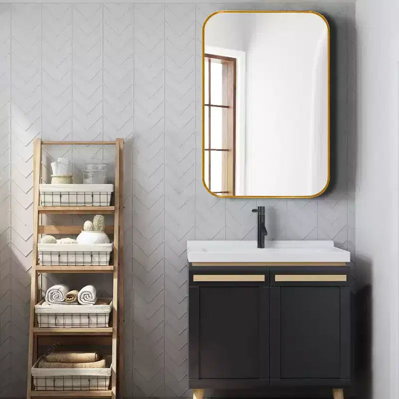 24 x 36 Inch Gold Metal Framed Rectangular Wall Mirror Decorative Mirror for Bathroom Vanity