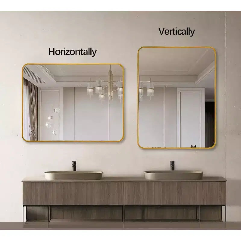 24 x 36 Inch Gold Metal Framed Rectangular Wall Mirror Decorative Mirror for Bathroom Vanity