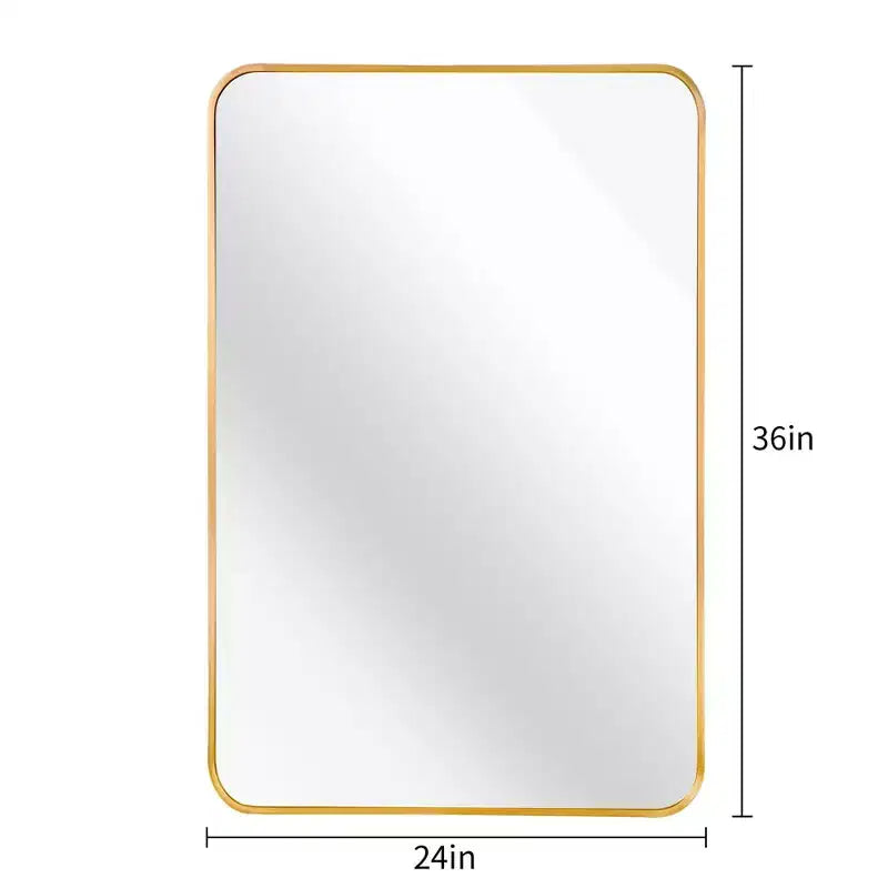 24 x 36 Inch Gold Metal Framed Rectangular Wall Mirror Decorative Mirror for Bathroom Vanity