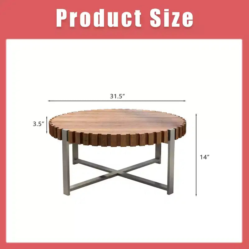 Modern 31.50W Wooden Handmade Drum Shaped Coffee Table