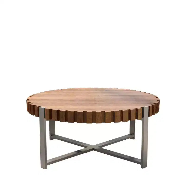 Modern 31.50W Wooden Handmade Drum Shaped Coffee Table
