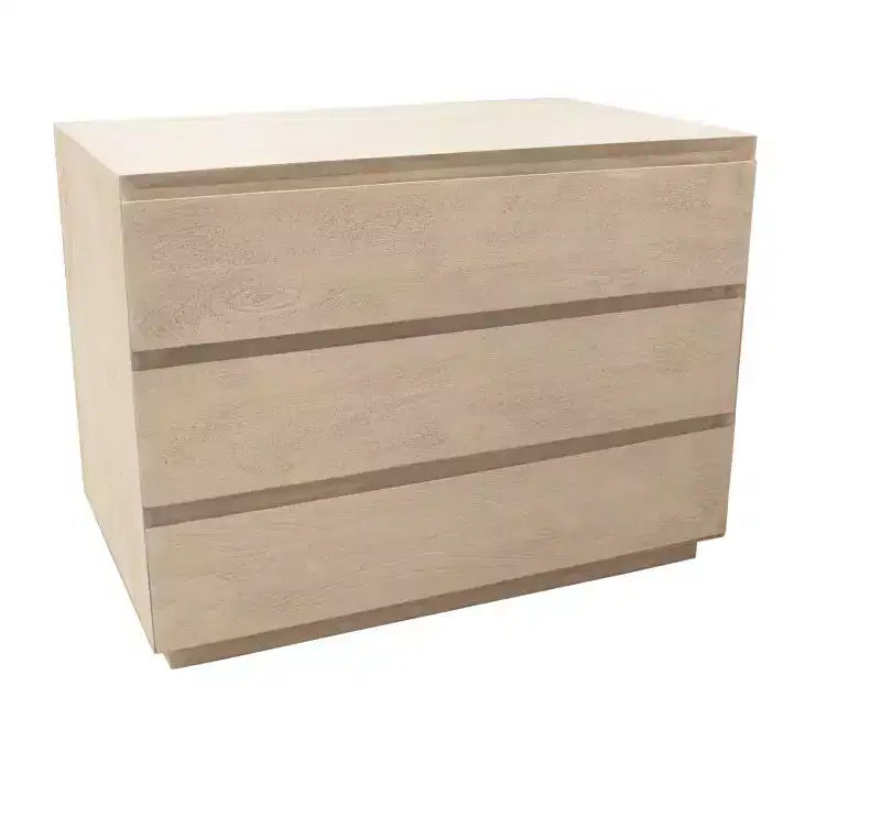 24 Natural Solid Wood Ribbed Texture Three Drawer Nightstand