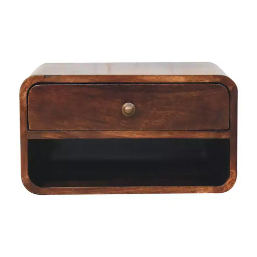 HomeRoots 18 Brown Solid Wood One Drawer Floating Nightstand