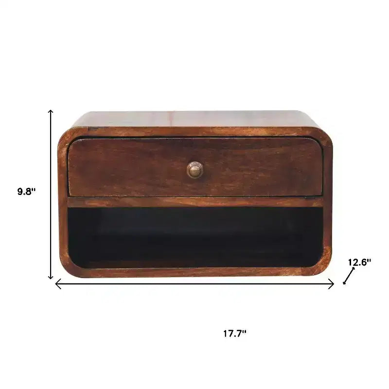 18 Brown Solid Wood One Drawer Floating Nightstand