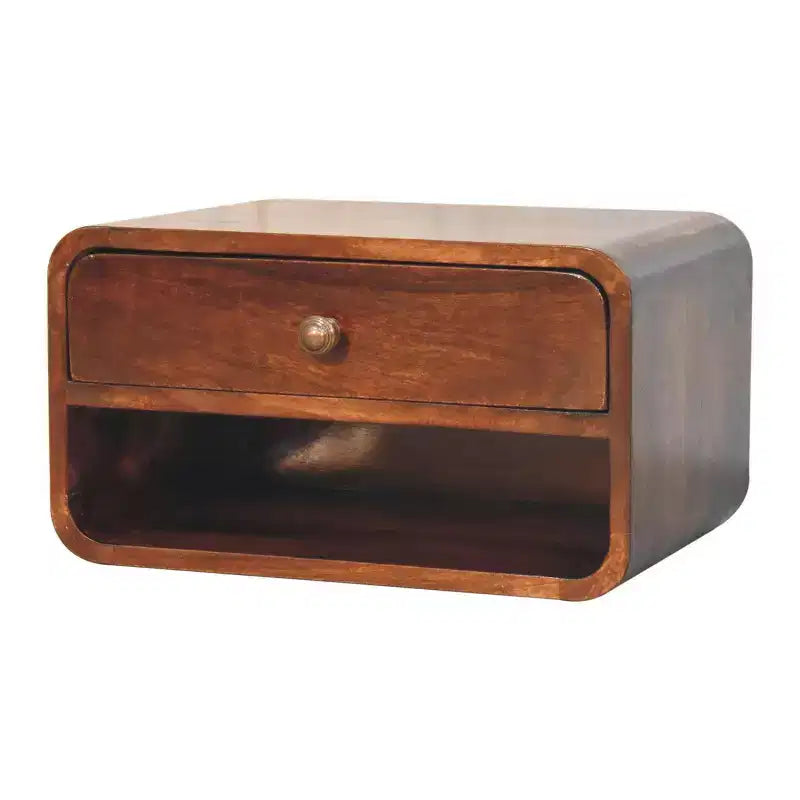18 Brown Solid Wood One Drawer Floating Nightstand