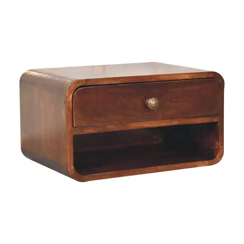 18 Brown Solid Wood One Drawer Floating Nightstand