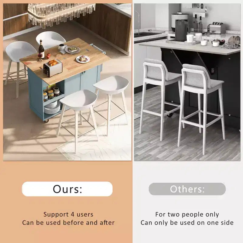 Kitchen Island with Foldable Counter Top and Slide-Out Shelf, Kitchen Island On Wheels with Towel Rack and Drawer for Kitchen