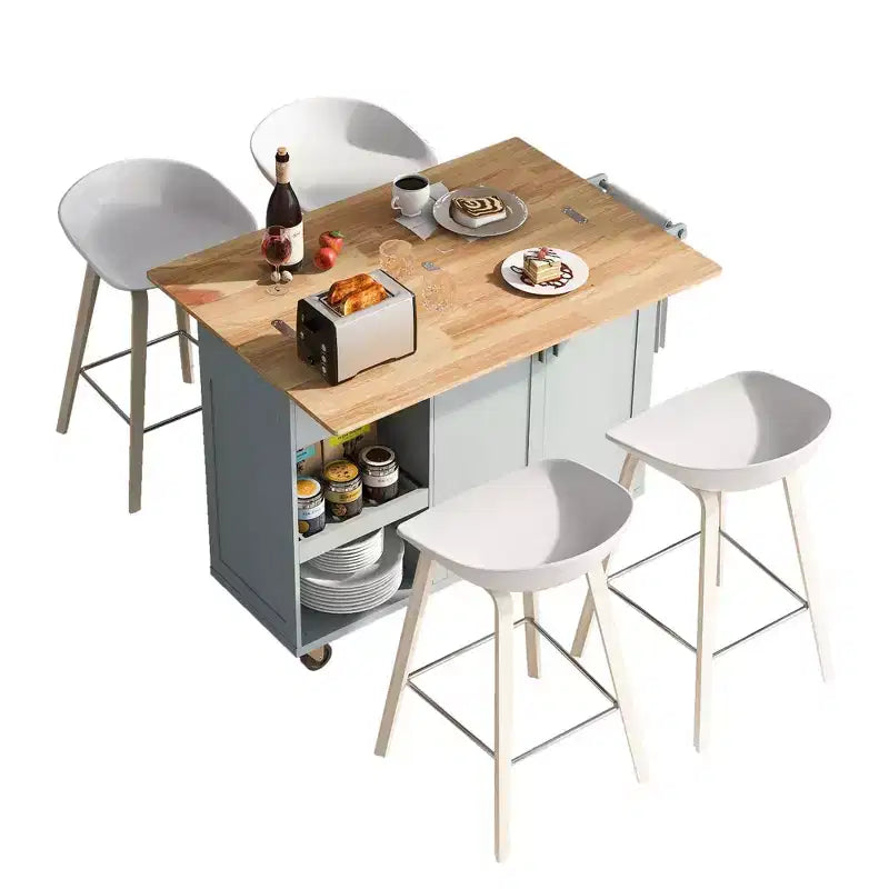 Kitchen Island with Foldable Counter Top and Slide-Out Shelf, Kitchen Island On Wheels with Towel Rack and Drawer for Kitchen