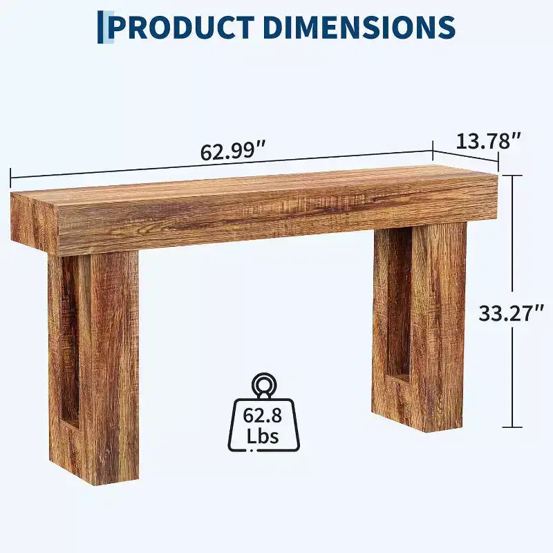 63 Long Farmhouse Console Table, Industrial Accent Table, Narrow Entryway Sofa Table, Sofa Table Behind Couch, Easy Assembly, for Hallway