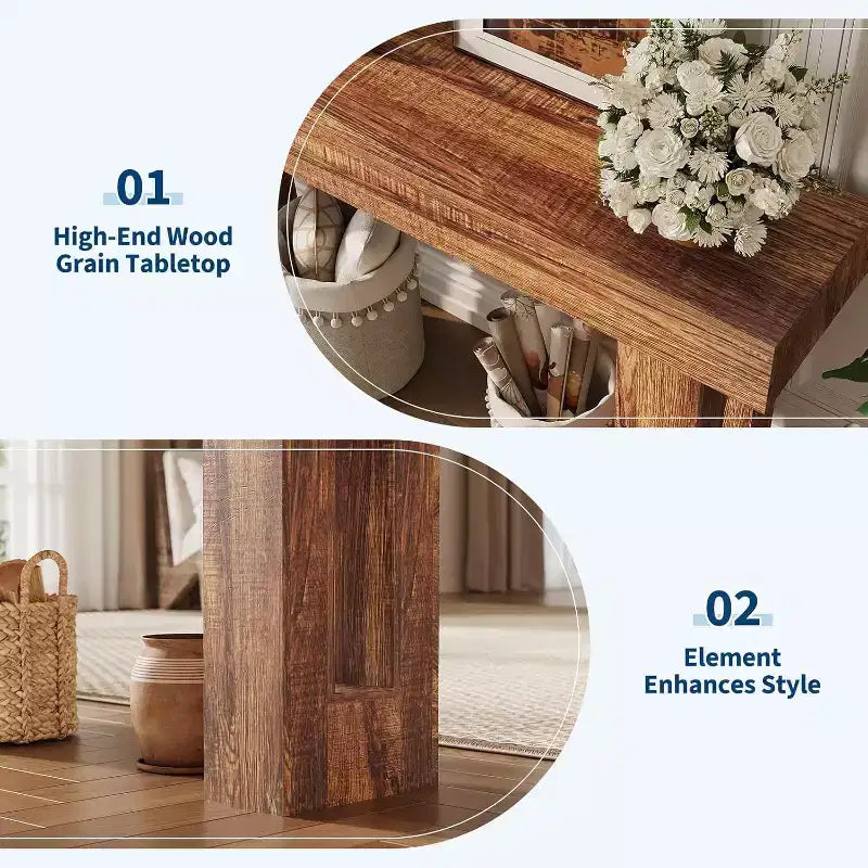 63 Long Farmhouse Console Table, Industrial Accent Table, Narrow Entryway Sofa Table, Sofa Table Behind Couch, Easy Assembly, for Hallway