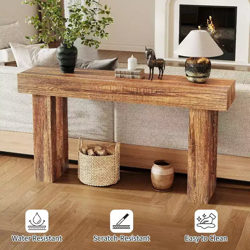 63 Long Farmhouse Console Table, Industrial Accent Table, Narrow Entryway Sofa Table, Sofa Table Behind Couch, Easy Assembly, for Hallway