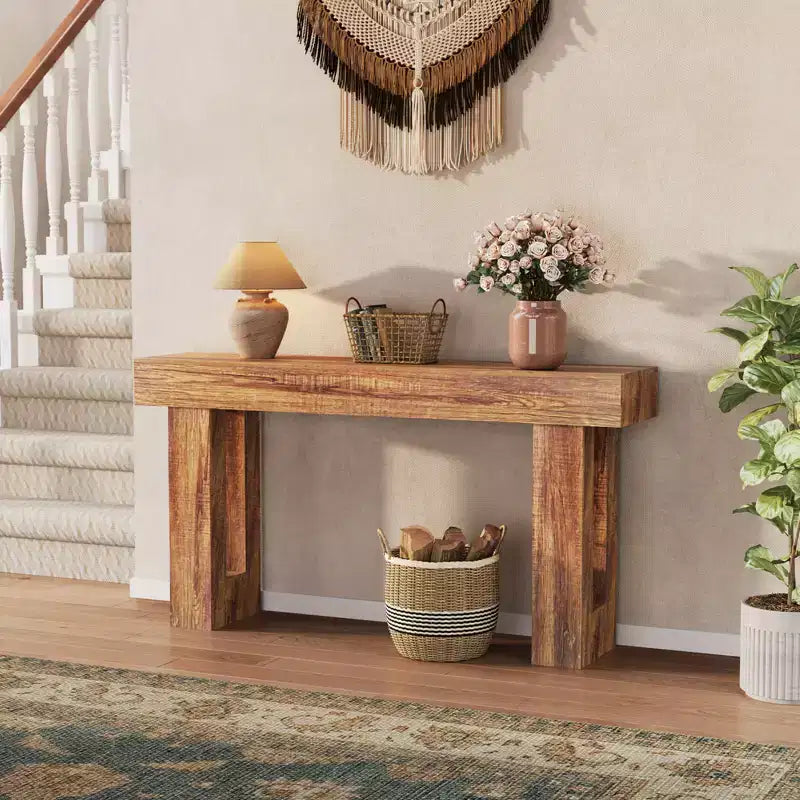 63 Long Farmhouse Console Table, Industrial Accent Table, Narrow Entryway Sofa Table, Sofa Table Behind Couch, Easy Assembly, for Hallway