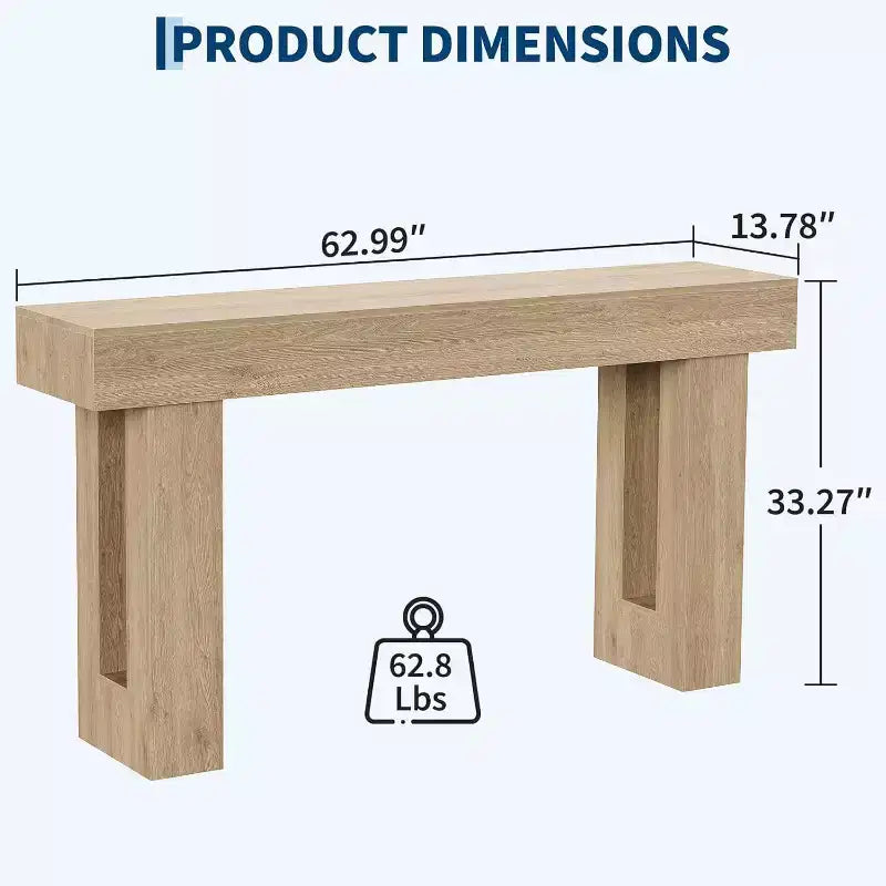 63 Long Farmhouse Console Table, Industrial Accent Table, Narrow Entryway Sofa Table, Sofa Table Behind Couch, Easy Assembly, for Hallway