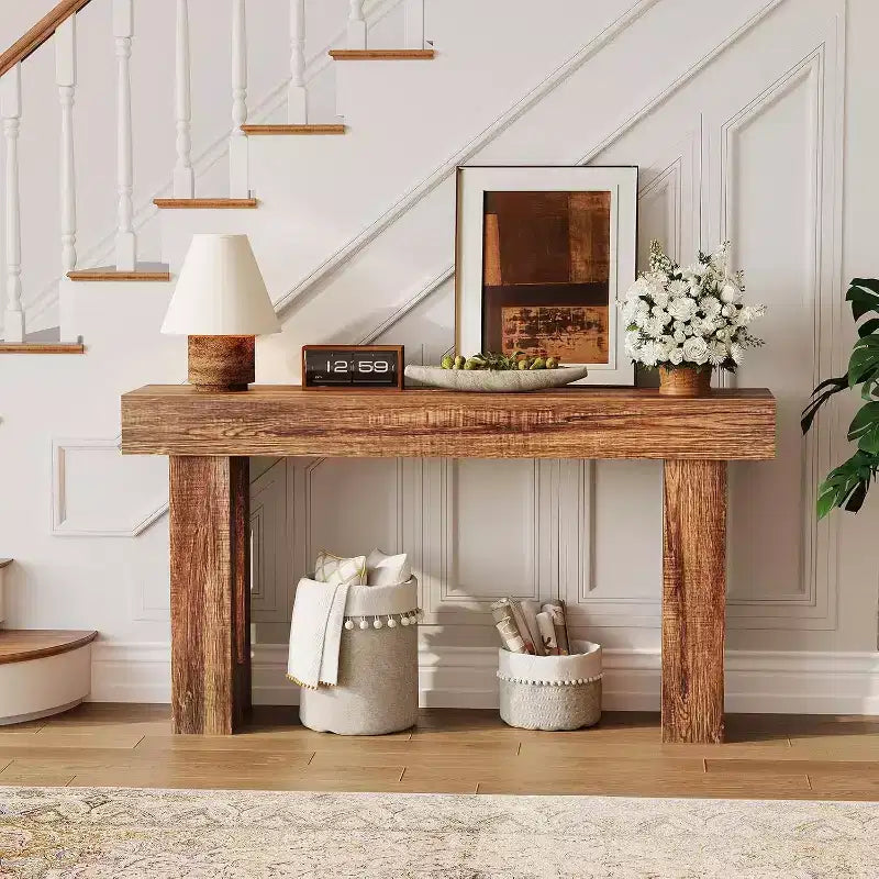 63 Long Farmhouse Console Table, Industrial Accent Table, Narrow Entryway Sofa Table, Sofa Table Behind Couch, Easy Assembly, for Hallway