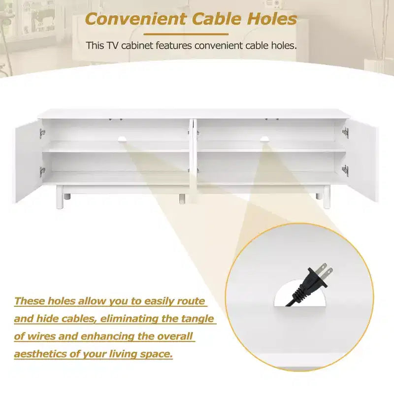 Optimized TV Stand with Arch Door for TVs Up to 78'', Modern Entertainment Center with Hard Wood Legs, Media Console