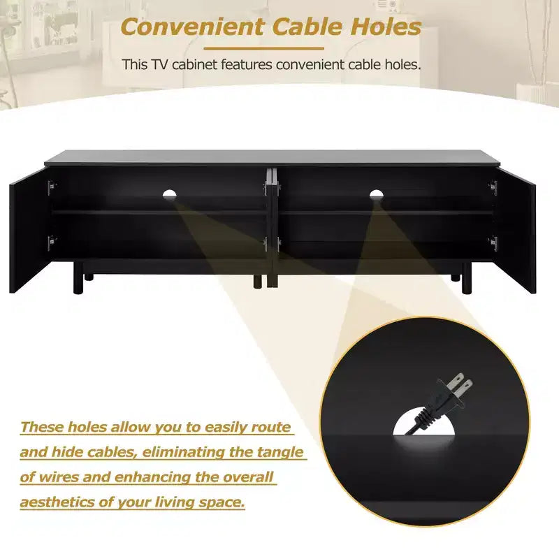 Optimized TV Stand with Arch Door for TVs Up to 78'', Modern Entertainment Center with Hard Wood Legs, Media Console