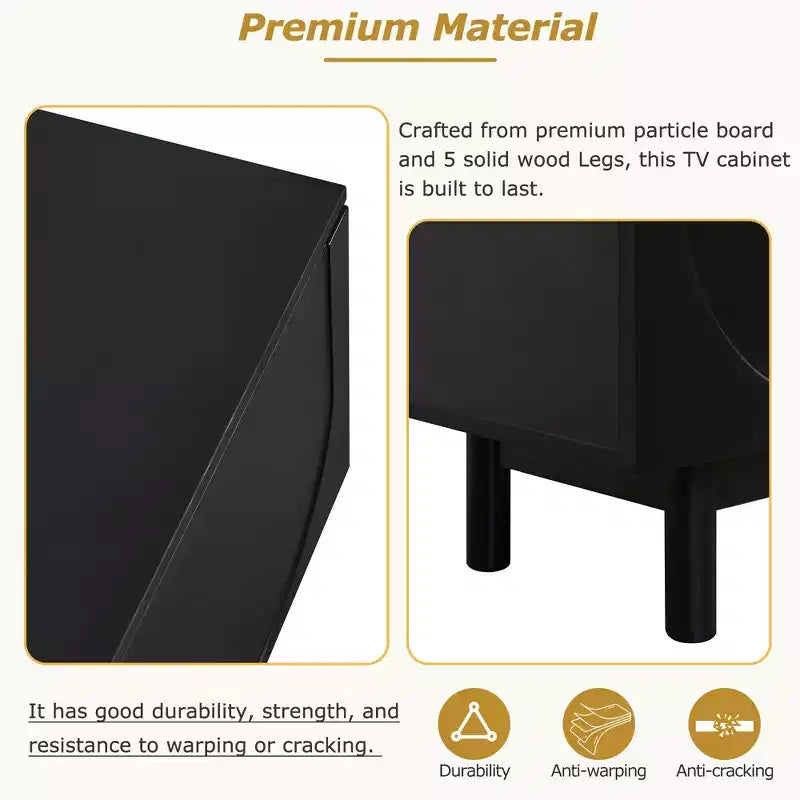 Optimized TV Stand with Arch Door for TVs Up to 78'', Modern Entertainment Center with Hard Wood Legs, Media Console